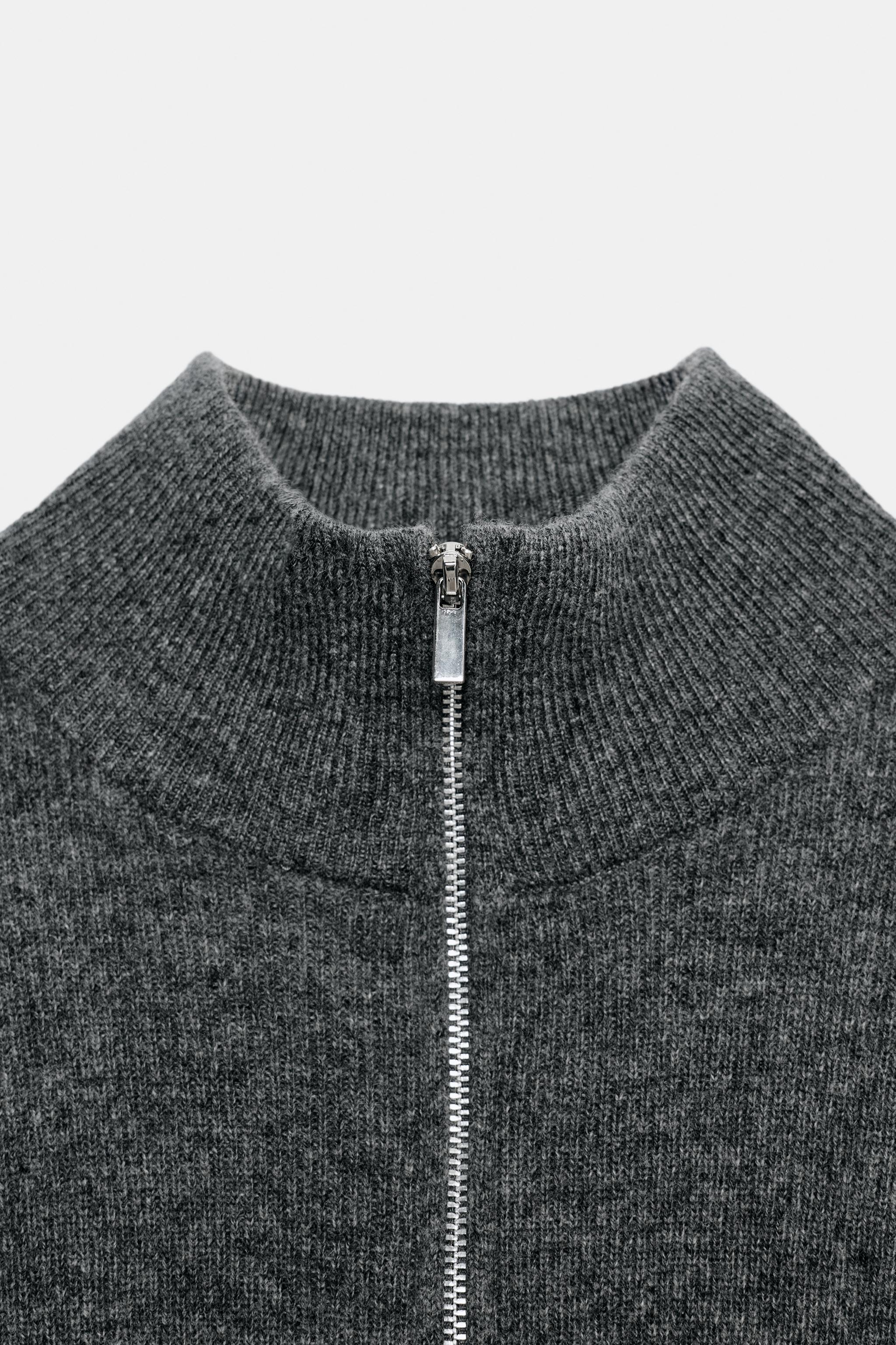 100% WOOL ZIP-UP SWEATER